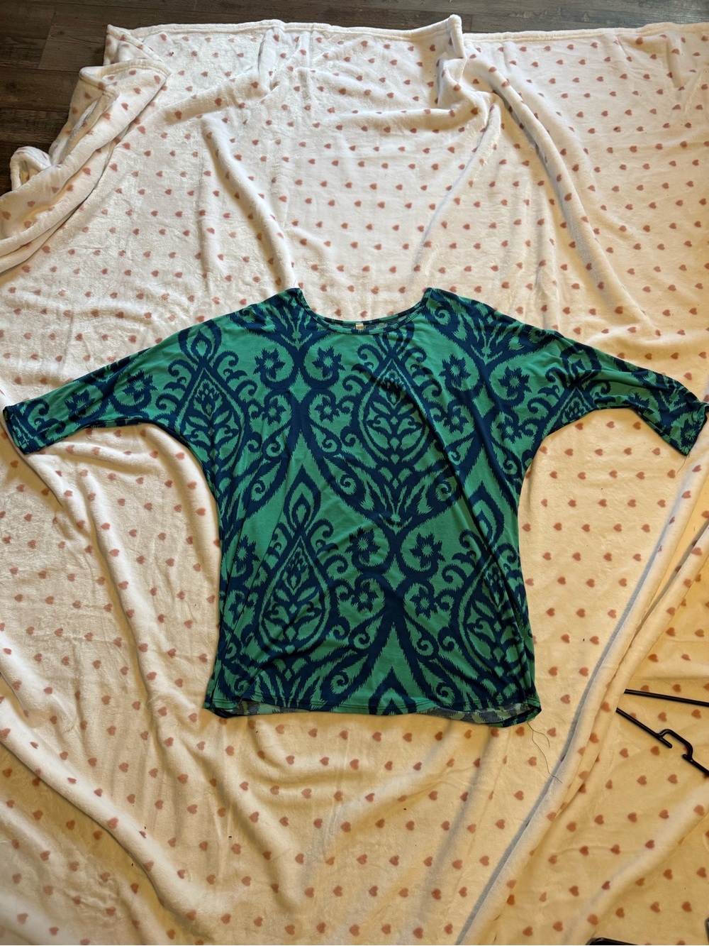 cezanne Teal and Navy Printed Boatneck Tunic